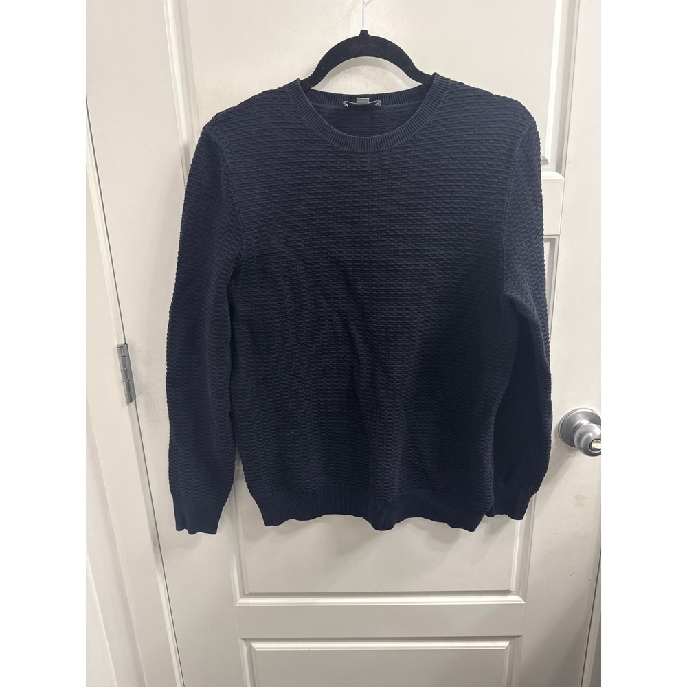 3/$30 COS Navy Blue Textured Waffle Knit Crewneck Sweater Size Small Pullover